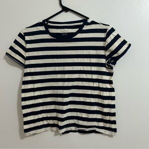 Women’s Everlane Organic Cotton Box-Cut Tee Navy & White Striped Size XS